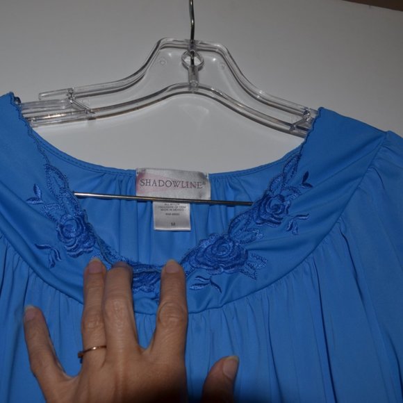 Shadowline (R) Sleep Wear Nylon  Exclusive of Trim Mexico Night Gown Blue M - Picture 5 of 10
